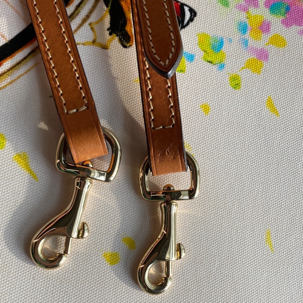 Dooney & Bourke Tan Leather Strap with Gold Hardware Clips